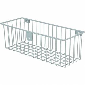 Trådkurv, Tina Trolleys Exclusive, 43,5x16x14cm, grå, pulverlakeret stål, medium, med 2 beslag *Denne vare tages ikke retur*