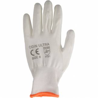 Fingerdyppet PU handske, ODIN Ultra, 7, hvid, PU