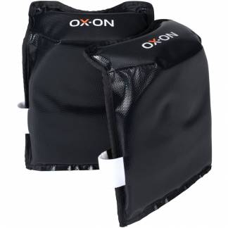 Kn&aelig;beskytter, OX-ON Comfort, One size, sort, l&aelig;der/PVC, b&aring;nd med hook'n'looplukning