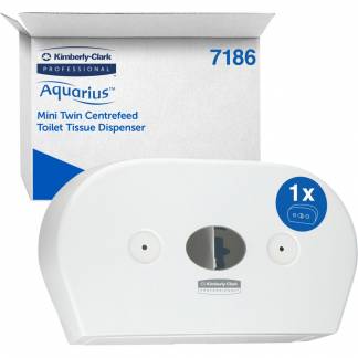 Dispenser, Kimberly-Clark Aquarius, Midi, 13,3x46,4x27,4cm, hvid, plast, til toiletpapir med centertræk