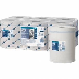 Håndklæderulle, Tork M4 Reflex, 2-lags, Midi, 150,8x19,4cm, Ø18,2cm, hvid, genanvendt papir, med spiralhylse