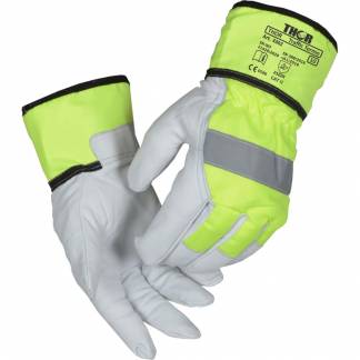 Gedeskindshandske, THOR Trafik Termo, 8, gul, gedeskind, rigger, reflekterende