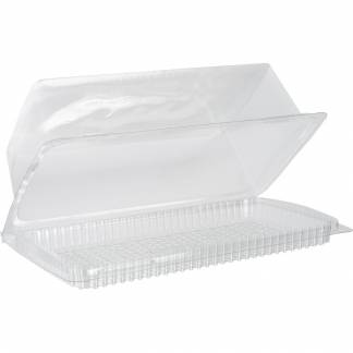 Plastbakke, 23x13,2x7cm, transparent, RPET, med h&aelig;ngslet l&aring;g