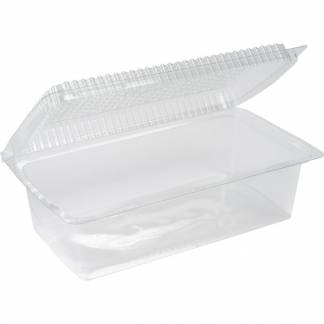 Plastbakke, 23x13,2x7cm, transparent, RPET, med hængslet låg