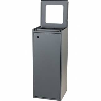 Affaldsspand, Tina Trolleys, gr&aring;, pulverlakeret st&aring;l, 100 l, med &aring;ben l&aring;g *Denne vare tages ikke retur*