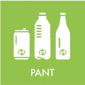 Piktogram, 6x6cm, gr&oslash;n, folie, til pant, selvkl&aelig;bende