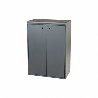 Affaldsspand, Tina Trolleys, gr&aring;, pulverlakeret st&aring;l, 3-rums, 3x60 l, med lukket l&aring;g *Denne vare tages ikke retur*