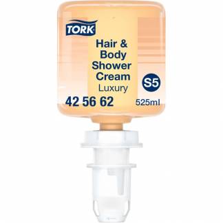 H&aring;r og body shower cream, Tork S5 Premium, 525 ml, med farve og parfume, mini