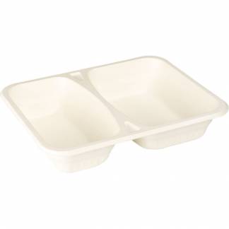 Menubakke, 2-rums, 22,5x17,7x4,5cm, hvid, cellulose