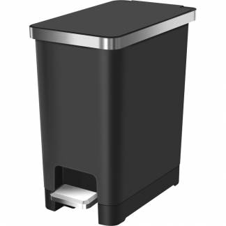 Pedalspand, EKO Hana Slim, sort, plast/rustfrit st&aring;l, 10 l, med soft close