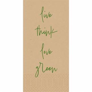 Middagsserviet, Love Green, 3-lags, 1/8 fold, 40x40cm, natur, nyfiber *Denne vare tages ikke retur*