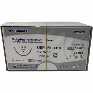 Sutur, Polydox, 75cm, violet, USP 2/0, HS 37mm, resorberbar, steril, engangs