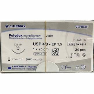 Sutur, Polydox, 75cm, violet, USP 4/0, DS 19mm, resorberbar, steril, engangs