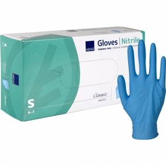 Unders&oslash;gelseshandske, ABENA Classic Protect, S, bl&aring;, nitril, pudderfri