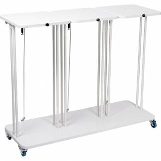 Affaldsstativ, S&aelig;kko-Boy, hvid, pulverlakeret st&aring;l, 3-rums, 3x60 l, med soft-close l&aring;g