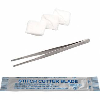 Suturfjerningss&aelig;t, pincet, suturkniv, 3 gazeviskere, steril, engangs *Denne vare tages ikke retur*