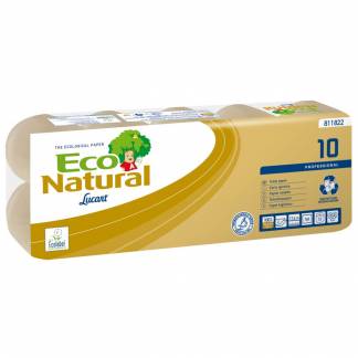 Toiletpapir, Lucart T3 Natural, 2-lags, 19,8m x 9,5cm , Ø10cm, ubleget, genanvendt papir