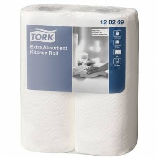 Køkkenrulle, Tork Ekstra Plus, 2-lags, 15,4m x 23cm , Ø10,7cm, hvid, nyfiber