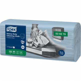 Industriaftørring, Tork W4, 1-lags, 41,5x35,5cm, 10,8 cm, blå, virginfiber;polyester;pp