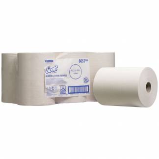 Håndklæderulle, Kimberly-Clark Scott, 1-lags, 165m x 19,8cm , Ø15cm, hvid, blandingsfibre, airflex *Denne vare tages ikke retur*