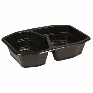 Plastbakke, Duni, 21,5x14,8x5cm, 940 ml, sort, PP, 2-rums, 540/400 ml *Denne vare tages ikke retur*