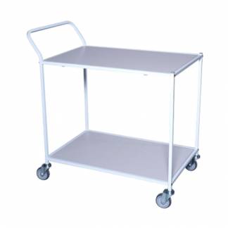 Rullebord, Tina Trolleys, 940x600x1070mm, hvid, pulverlakeret stål, med styr, 2 hylder, mellem *Denne vare tages ikke retur*