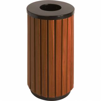 Udend&oslash;rs affaldsspand, tr&aelig;, st&aring;l, 40 l, rund, med sort l&aring;g, inderspand i metal, ildd&aelig;mpende, til udend&oslash;rs og tungt affald, forberedt til jordmontering