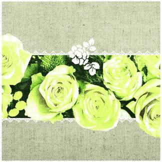 Middagsserviet, Lovely Roses, 1/4 fold, 40x40cm, gul, airlaid *Denne vare tages ikke retur*