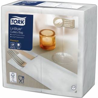 Bestikserviet, Tork Premium, 1/8 fold, 39x39cm, hvid, nyfiber *Denne vare tages ikke retur*