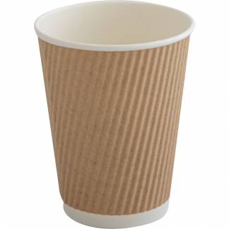 Kaffebæger, ABENA Gastro, 11cm, Ø9cm, 36 cl, brun, pap/PE, 12 oz, ripple wall