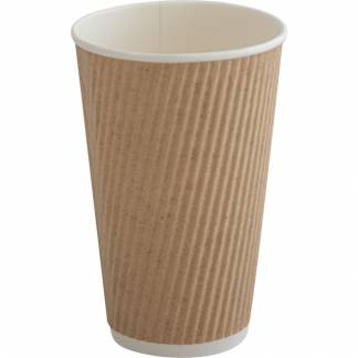 Kaffebæger, ABENA Gastro, 13,4cm, Ø9cm, 48 cl, brun, pap/PE, 16 oz, ripple wall