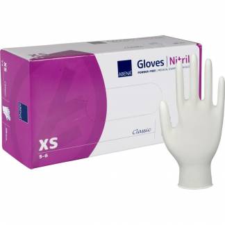 Unders&oslash;gelseshandske, ABENA Classic, XS, hvid, nitril, pudderfri