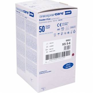 Steril unders&oslash;gelseshandske, Sempercare Velvet, XS, lavendelbl&aring;, nitril, pudderfri *Denne vare tages ikke retur*