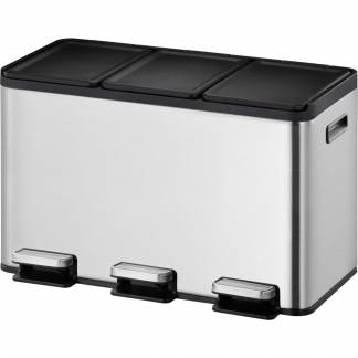 Pedalspand, EKO Essential, st&aring;l mat, rustfrit st&aring;l, 3-rums, 3x10 l, plast inderspande, soft close, fingeraftryksfri