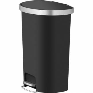 Pedalspand, EKO Hana, sort, plast/rustfrit st&aring;l, 55 l, med hjul og soft close