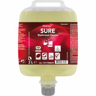 Sanitetsrengøring, Diversey SURE Washroom Cleaner, 2 l, DvM/DQFM, alkalisk/affedtende, uden farve og parfume