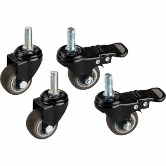 Hjuls&aelig;t, sort mat, metal, til affaldsspand 40 l, bev&aelig;gelige, 2 med bremse