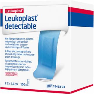 Hæfteplaster, Leukoplast Detectable, 7,2x2,2cm, blå, steril