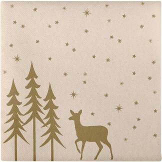 Middagsserviet, Golden Winter, 1/4 fold, 40x40cm, beige, airlaid *Denne vare tages ikke retur*