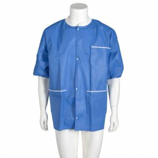 Varmejakke med korte &aelig;rmer, ABENA Excellent, XXL, 81x74cm, m&oslash;rkebl&aring;, SMS, usteril, engangs