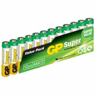 Batteri, GP, Alkaline, AAA, 1,5V, 12 stk.