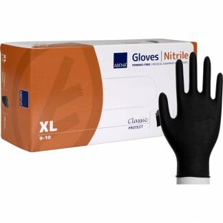 Unders&oslash;gelseshandske, ABENA Classic Protect, XL, sort, nitril, pudderfri
