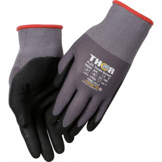 Fingerdyppet nitrilhandske, THOR Flex, 7, sort, nitril/polyester, lycra overhånd