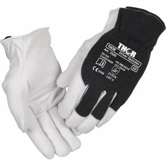 Gedeskindshandske, THOR Driver, 9, hvid, gedeskind/spandex