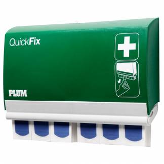 Plasterdispenser, QuickFix, 23x13,5cm, blå, inkl. 2 pk blå sporbare plastre á 45 stk.