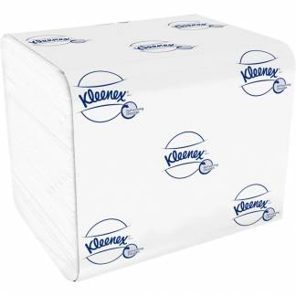 Toiletpapir i ark, Kimberly-Clark Kleenex, 2-lags, 18,6x11cm, hvid, genanvendt papir