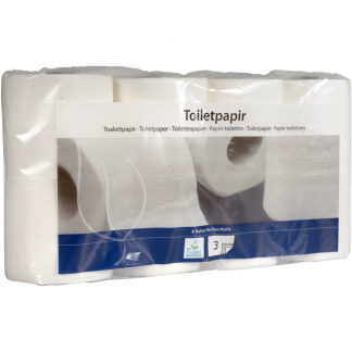Toiletpapir, 3-lags, 18m x 9,5cm, hvid, 100% nyfiber