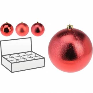 Store dekorationskugler Ø14cm, rød plast 12 kugler
