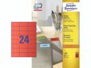 Etiket 70x37mm rød Avery 3448 24stk/ark 100ark/pak