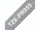 Labeltape Brother TZe-PR955 24mmx8m hvid på sølv lamineret